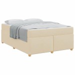 vidaXL Cadru de pat cu saltea Crem 140 x 200 cm țesătură