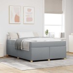 vidaXL Cadru de pat cu saltea Gri deschis 160 x 200 cm țesătură