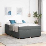 vidaXL Cadru de pat cu saltea Gri închis 160 x 200 cm țesătură