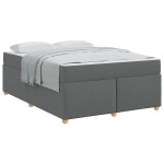 vidaXL Cadru de pat cu saltea Gri închis 160 x 200 cm țesătură