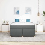 vidaXL Cadru de pat cu saltea Gri închis 160 x 200 cm țesătură
