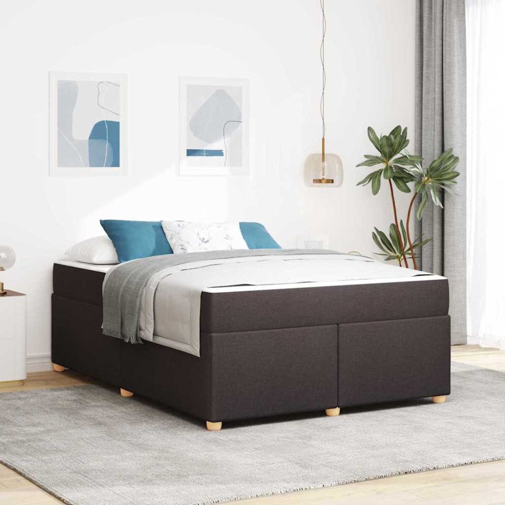 vidaXL Cadru de pat cu saltea Maro închis 160 x 200 cm țesătură