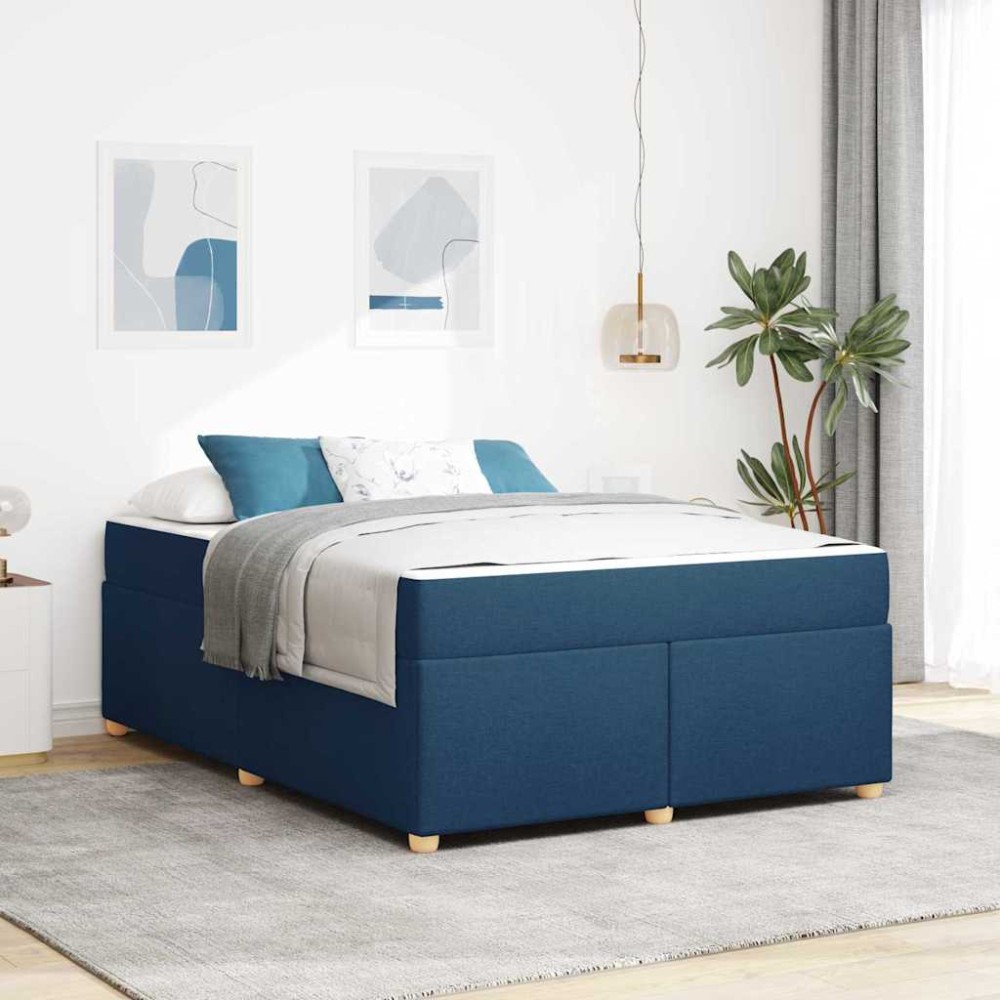 vidaXL Cadru de pat cu saltea albastru 160 x 200 cm țesătură