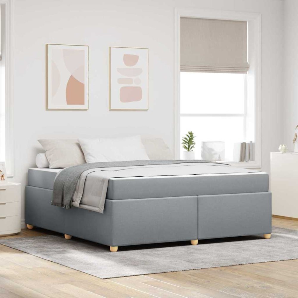 vidaXL Cadru de pat cu saltea Gri deschis 180 x 200 cm țesătură