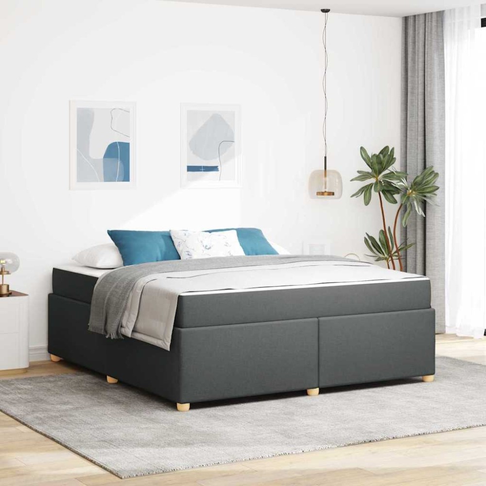 vidaXL Cadru de pat cu saltea Gri închis 180 x 200 cm țesătură