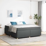 vidaXL Cadru de pat cu saltea Gri închis 180 x 200 cm țesătură