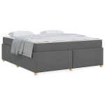 vidaXL Cadru de pat cu saltea Gri închis 180 x 200 cm țesătură