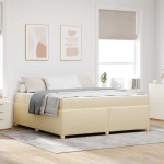 vidaXL Cadru de pat cu saltea Crem 180 x 200 cm țesătură vidaXL Cadru de pat cu saltea Crem 180 x 200 cm țesătură