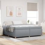 vidaXL Cadru de pat cu saltea Gri deschis 200 x 200 cm țesătură