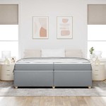 vidaXL Cadru de pat cu saltea Gri deschis 200 x 200 cm țesătură