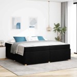 vidaXL Cadru de pat cu saltea Negru 200 x 200 cm țesătură
