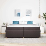 vidaXL Cadru de pat cu saltea Maro închis 200 x 200 cm țesătură
