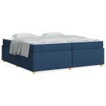 vidaXL Cadru de pat cu saltea albastru 200 x 200 cm țesătură
