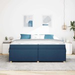 vidaXL Cadru de pat cu saltea albastru 200 x 200 cm țesătură