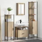 vidaXL Set de mobilier pentru baie cu raft cu ușă 4 pcs Stejar sonoma vidaXL Set de mobilier pentru baie cu raft cu ușă 4 pcs Stejar sonoma