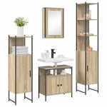 vidaXL Set de mobilier pentru baie cu raft cu ușă 4 pcs Stejar sonoma vidaXL Set de mobilier pentru baie cu raft cu ușă 4 pcs Stejar sonoma