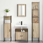 vidaXL Set de mobilier pentru baie cu raft cu ușă 4 pcs Stejar sonoma vidaXL Set de mobilier pentru baie cu raft cu ușă 4 pcs Stejar sonoma