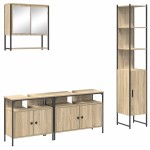 vidaXL Set de mobilier pentru baie 4 pcs Stejar Sonoma Lemn compozit