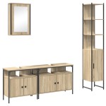 vidaXL Set de mobilier pentru baie cu raft cu ușă 4 pcs Stejar sonoma vidaXL Set de mobilier pentru baie cu raft cu ușă 4 pcs Stejar sonoma
