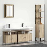 vidaXL Set de mobilier pentru baie cu raft cu ușă 4 pcs Stejar sonoma vidaXL Set de mobilier pentru baie cu raft cu ușă 4 pcs Stejar sonoma