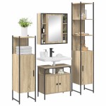 vidaXL Set de mobilier pentru baie 4 pcs Stejar Sonoma Lemn compozit