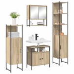 vidaXL Set de mobilier pentru baie cu raft cu ușă 4 pcs Stejar sonoma vidaXL Set de mobilier pentru baie cu raft cu ușă 4 pcs Stejar sonoma