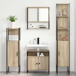 vidaXL Set de mobilier pentru baie cu raft cu ușă 4 pcs Stejar sonoma vidaXL Set de mobilier pentru baie cu raft cu ușă 4 pcs Stejar sonoma
