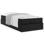 vidaXL Cadru de pat cu saltea cu saltea 2 pcs Negru PVC