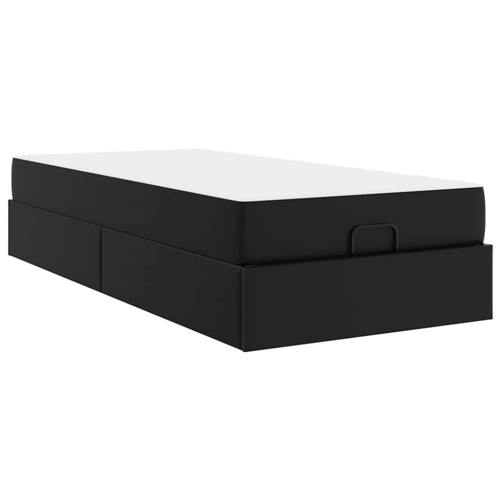 vidaXL Cadru de pat cu saltea Negru 90 x 200 cm Piele artificială