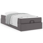 vidaXL Cadru de pat cu saltea cu saltea 2 pcs Gri PVC