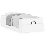 vidaXL Cadru de pat cu saltea cu saltea 2 pcs Alb PVC