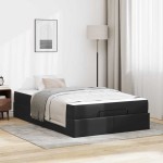 vidaXL Cadru de pat cu saltea Negru 120 x 190 cm Piele artificială