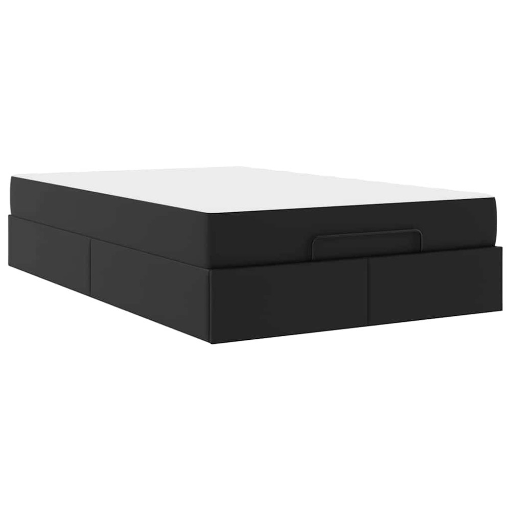 vidaXL Cadru de pat cu saltea cu saltea 2 pcs Negru PVC