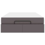 vidaXL Cadru de pat cu saltea cu saltea 2 pcs Gri PVC