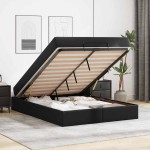 vidaXL Cadru de pat cu saltea Negru 140 x 190 cm Piele artificială