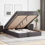 vidaXL Cadru de pat cu saltea cu saltea 2 pcs Gri PVC