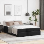 vidaXL Cadru de pat cu saltea Negru 140 x 200 cm Piele artificială