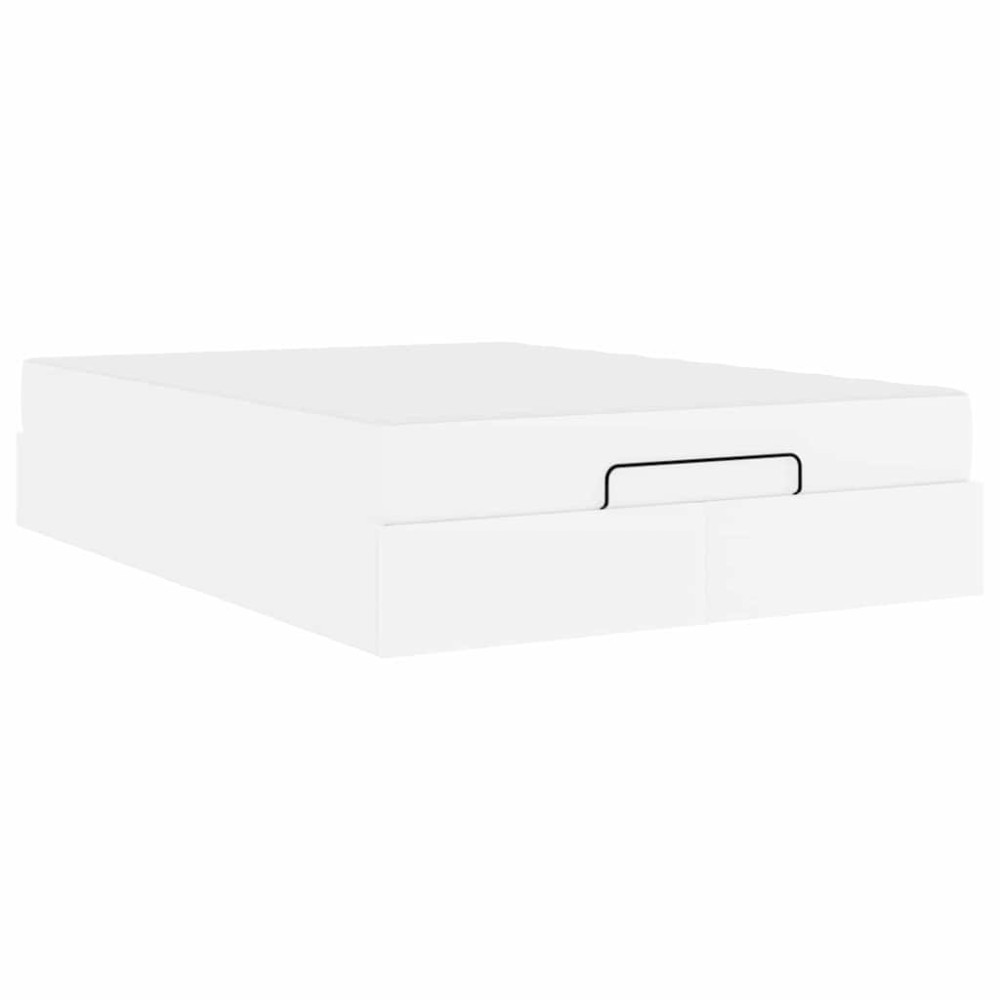 vidaXL Cadru de pat cu saltea Alb pur 140 x 200 cm Piele artificială