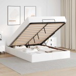 vidaXL Cadru de pat cu saltea Alb pur 140 x 200 cm Piele artificială
