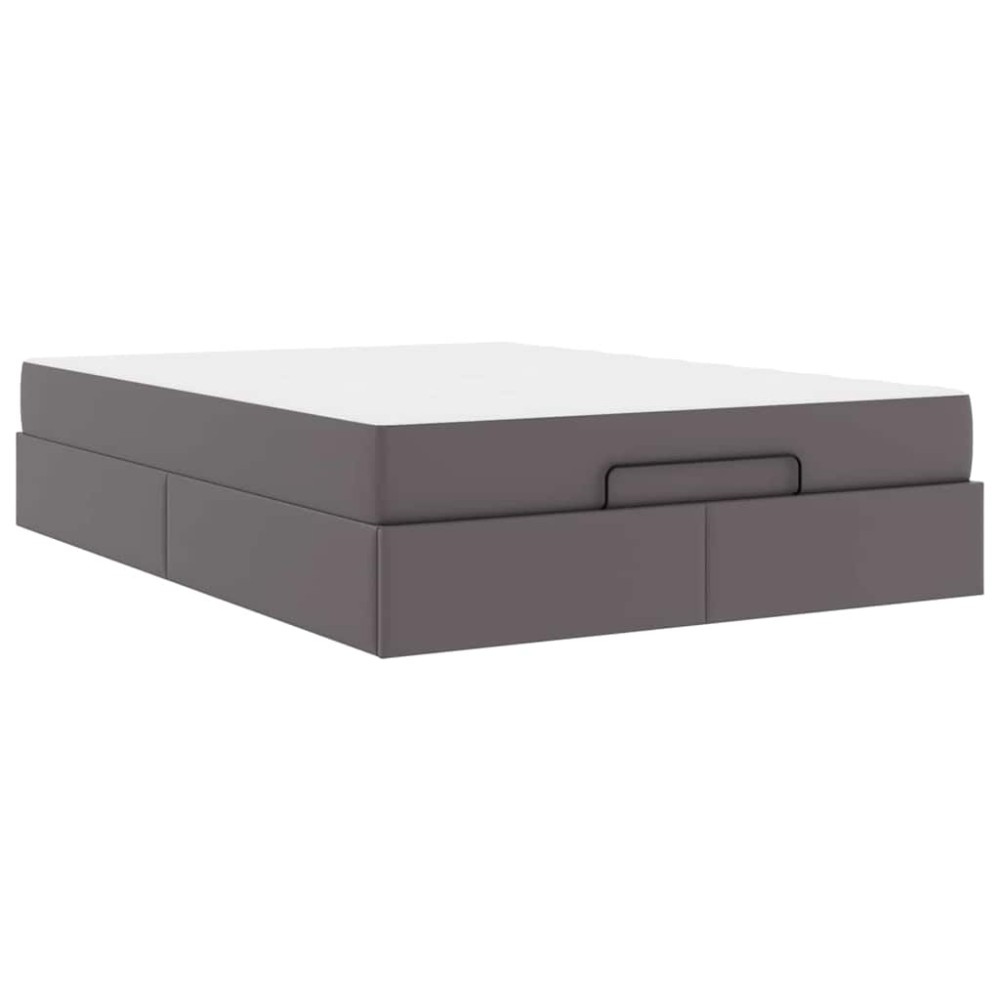 vidaXL Cadru de pat cu saltea Gri 140 x 200 cm Piele artificială