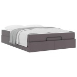 vidaXL Cadru de pat cu saltea Gri 140 x 200 cm Piele artificială