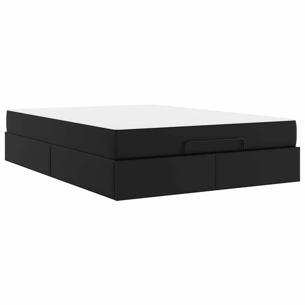 vidaXL Cadru de pat cu saltea Negru 160 x 200 cm Piele artificială