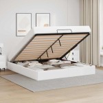 vidaXL Cadru de pat cu saltea Alb pur 160 x 200 cm Piele artificială
