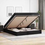 vidaXL Cadru de pat cu saltea cu saltea 2 pcs Negru PVC