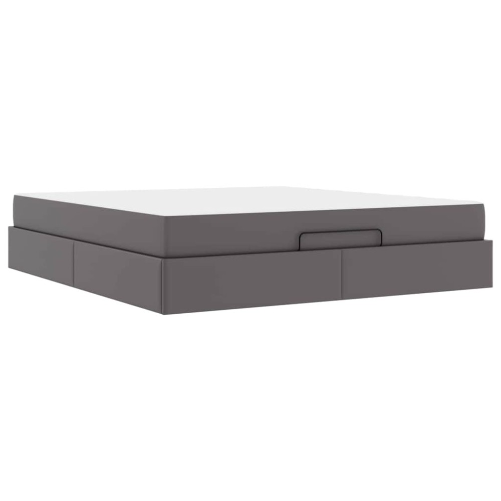 vidaXL Cadru de pat cu saltea Gri 180 x 200 cm Piele artificială