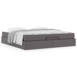 vidaXL Cadru de pat cu saltea Gri 180 x 200 cm Piele artificială