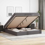 vidaXL Cadru de pat cu saltea Gri 180 x 200 cm Piele artificială