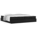 vidaXL Cadru de pat cu saltea cu saltea 2 pcs Negru PVC