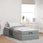 vidaXL Cadru de pat cu saltea Gri deschis 80 x 200 cm țesătură