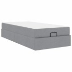 vidaXL Cadru de pat cu saltea Gri deschis 90 x 190 cm țesătură